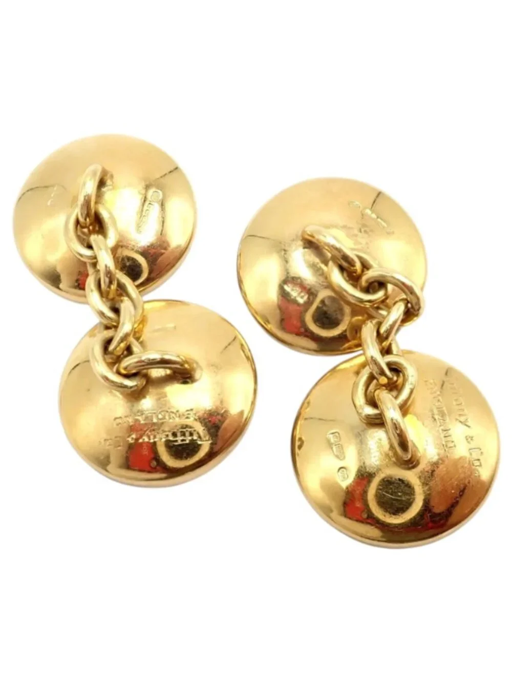 Vintage Tiffany & Co 18k Yellow Gold Essex Reverse Intaglio Field Mice Cufflinks